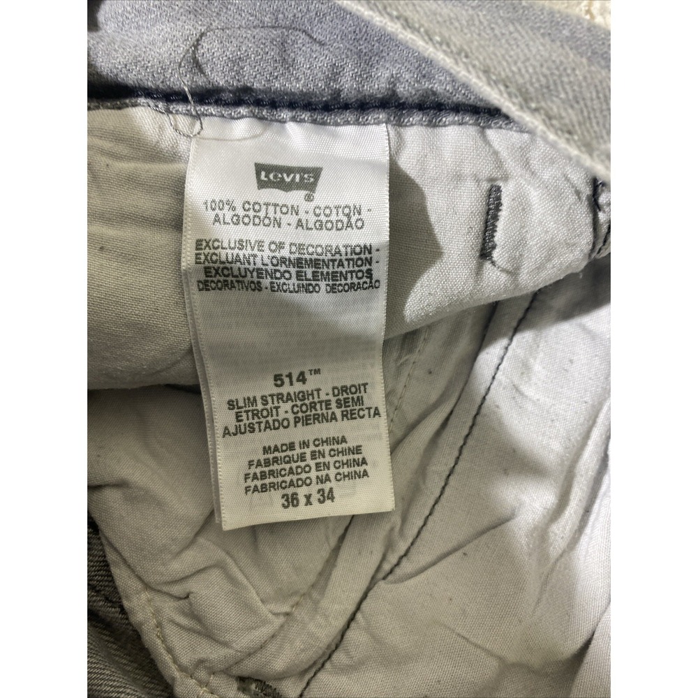 Levi's 514 Grey Straight Denim Jeans Men's Size 36x34 - Picture 4 of 8